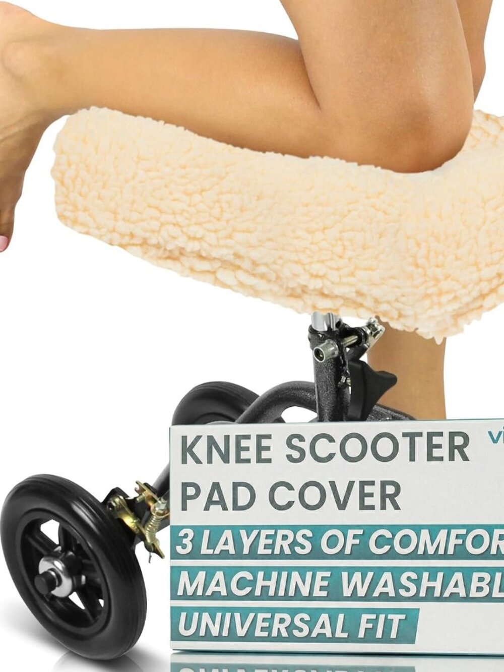Knee Scooter Pad Cover - Soft Adult Sheepskin Memory Foam